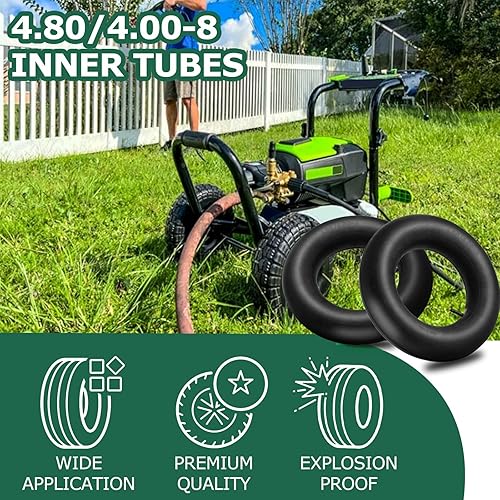 Miniatura 5 de Tubo interior de 4.80/4.00-8" con vástago de válvula recto (paquete de 2) - Tubos de neumáticos de repuesto resistentes para carretillas