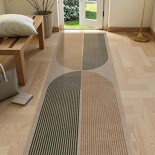 Lahome Alfombra moderna de yute, de 2 x 8 pies, lavable, para entrada, granja, cocina, antideslizante, para interiores y exteriores, alfombra