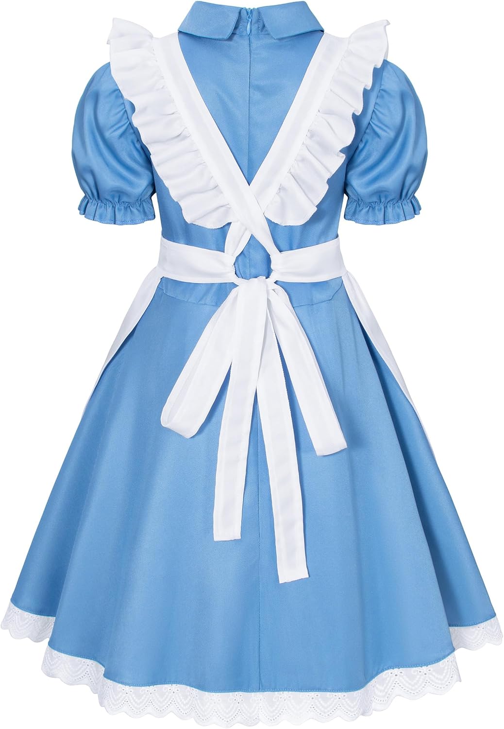 Irtysh Girl Blue Dress White Apron Halloween Cosplay Costume With Bow Hair Band Stockings Set - Image 5