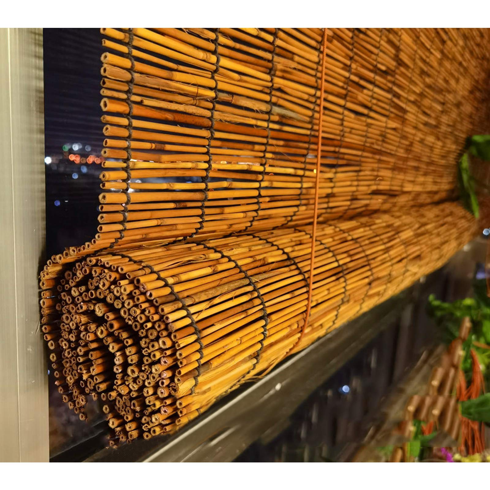 Rideaux en Roseau de Carbonisation,Store Enrouleur Bambou,Rideau de Paille,Tissés à La Main,Store Anti-Regard,Décoration Intérieure/Extérieure (150 * 180cm/59 * 71in)