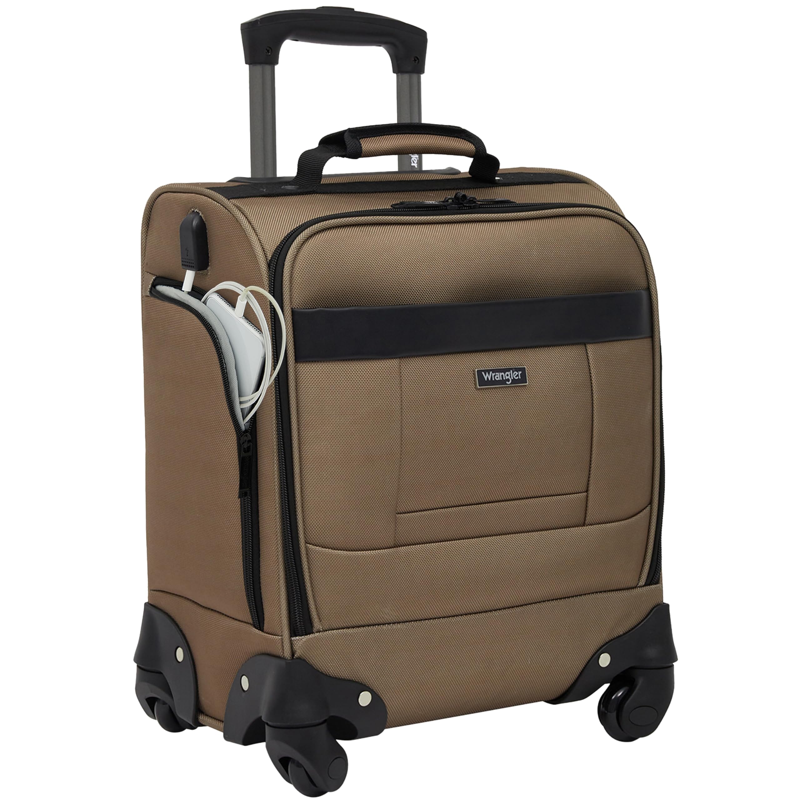 Wrangler17" Underseat Spinner Carry-On Luggage, Mocha