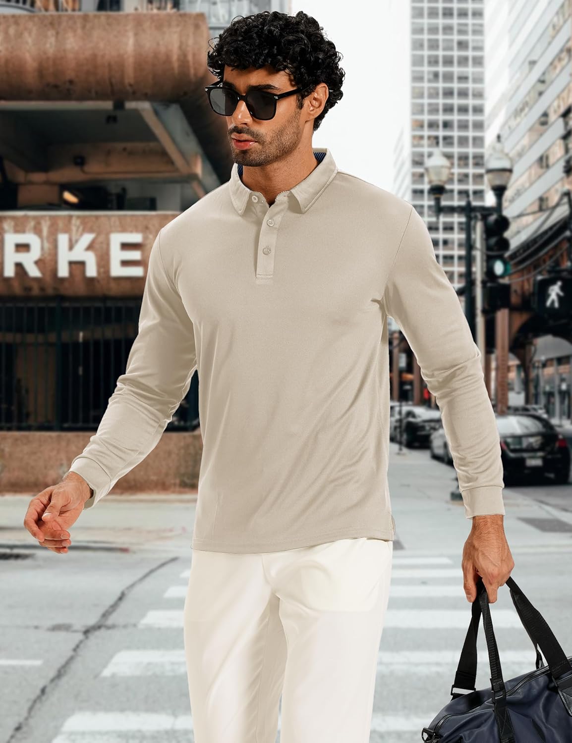 MAGCOMSEN Men's Polo Shirts Long Sleeve Golf Shirt Performance Quick Dry Moisture Wicking Casual Collared Shirts - Image 6