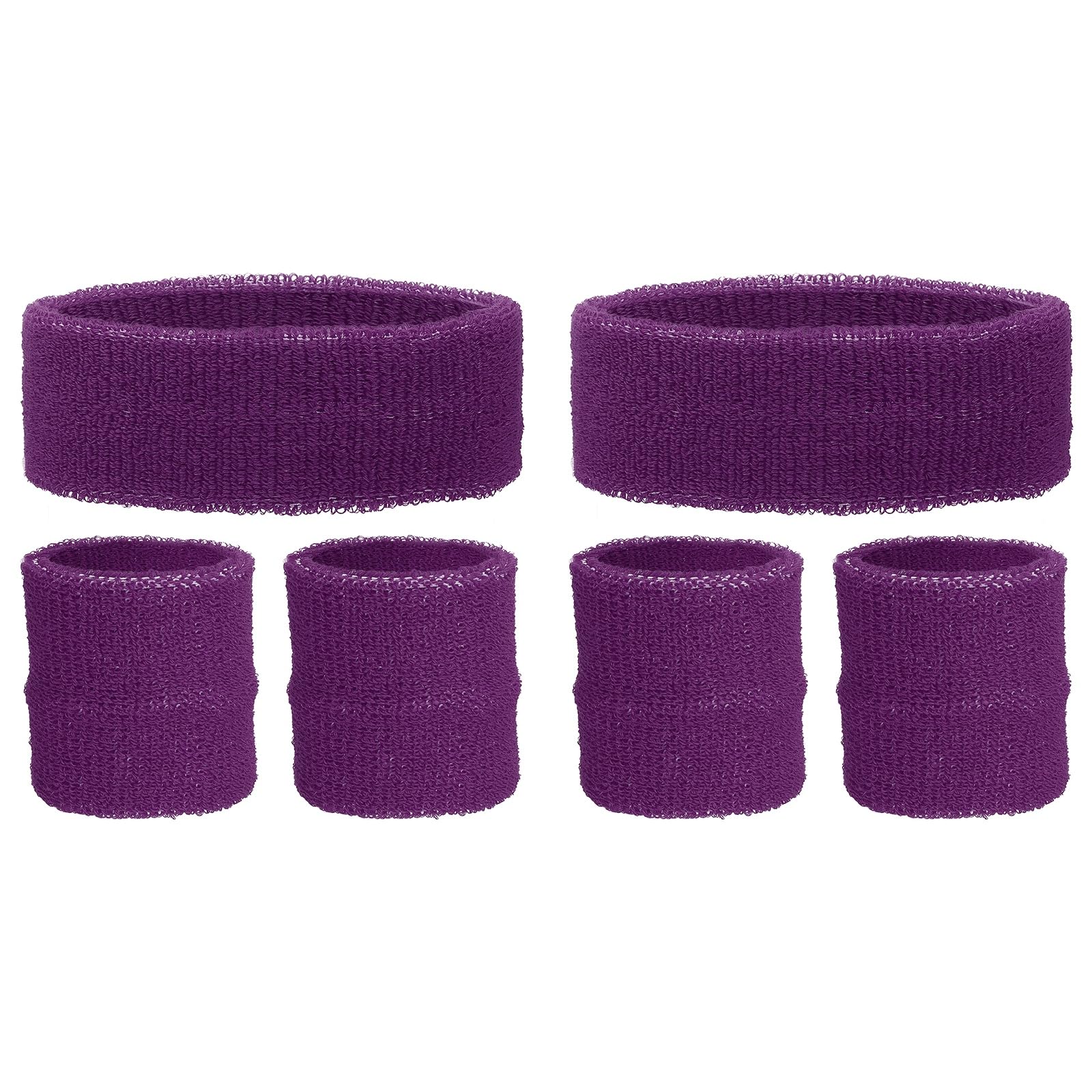 YELARXI Sweatband Set, 1Pcs Sports Headband and 2Pcs Wristbands Moisture Wicking Breathable Athletic Bands Wrist 3Pcs & Dark Purple-Fit for (Basketball/Tennis/Football/Gym) โ image 1