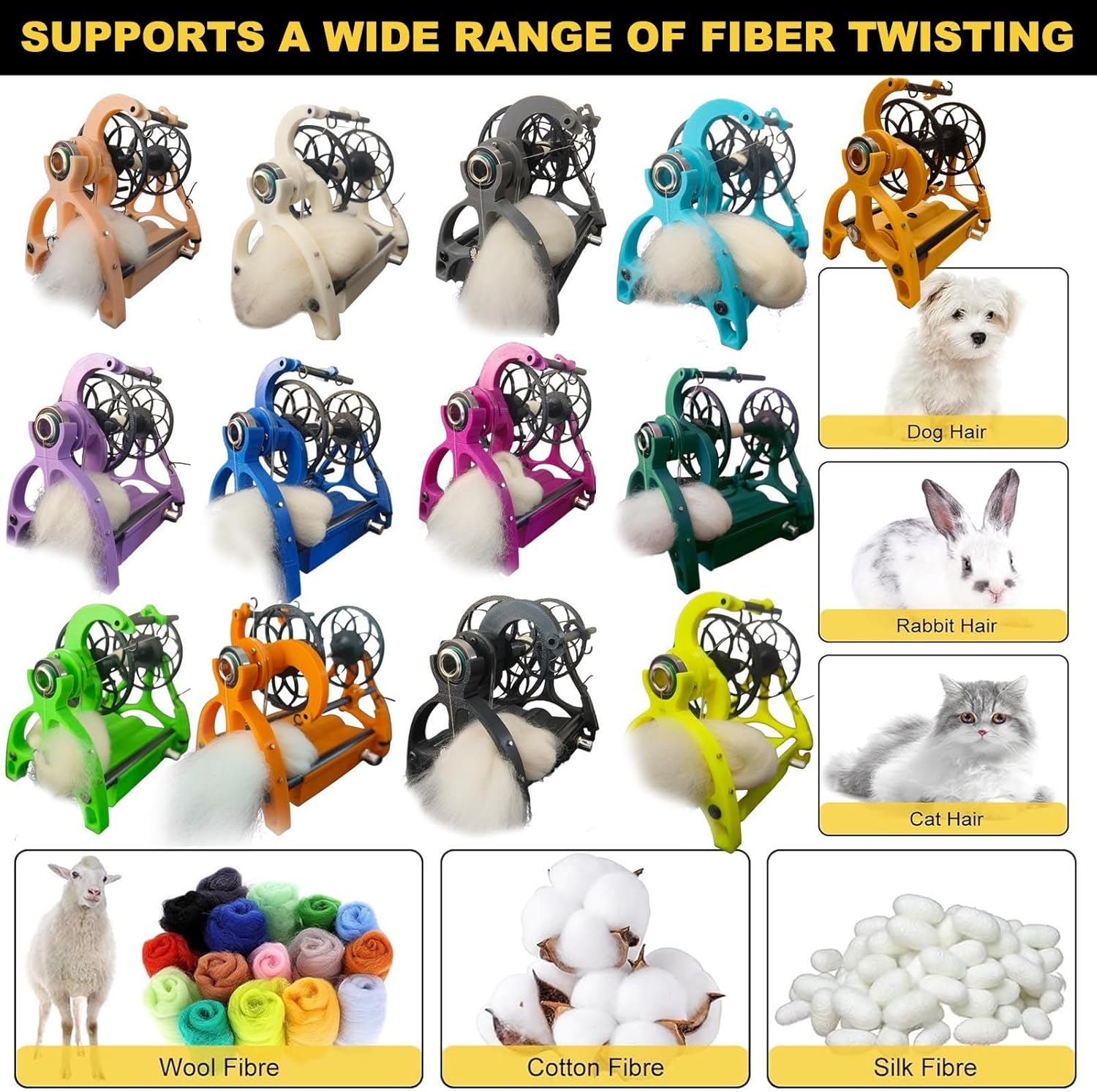 Electric Spinning Wheel,120g Automatic Yarn Winding Machine,Dog Cat Hair Wool Spinning Thread-3 Spools, Foot Switch,800rpm Adjustable Speed Spinning Wheel,Forward&Reverse Switching,Green