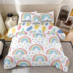 Tailor Shop 6 Pieces Rainbow Twin Bedding for Girls Rainbow Girls Comforter Bed in A Bag