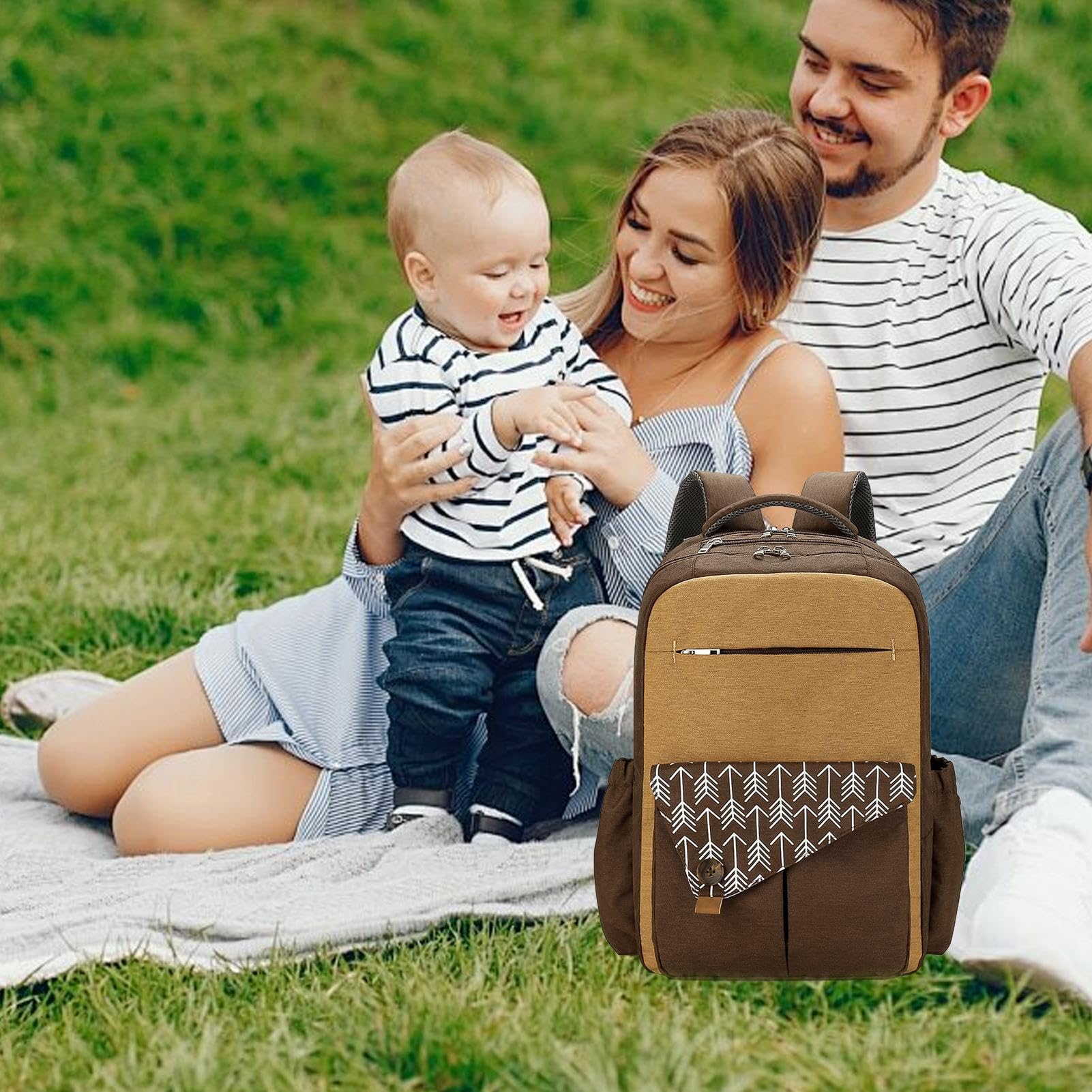 Zaino per pannolini - Borsa per maternità impermeabile, grande tote da viaggio | Elegante borsa per neonati con caricatore USB, organizer per infermiere, borsa per pannolini per passeggino, borsa
