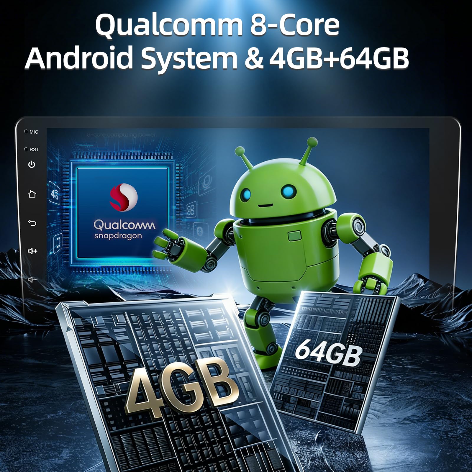 Qualcomm 8-Core 4+64G Android Autoradio für Mercedes Benz Smart Fortwo 2011-2015, IPS Touchscreen Radio mit Wireless CarPlay & Android Auto, DSP Hi-Res Audio, GPS, WiFi, Rückfahrkamera