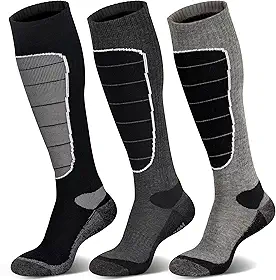 Meias térmicas Hylaea de lã merino até o joelho, para clima frio, snowboarding, neve, inverno, esqui, caça