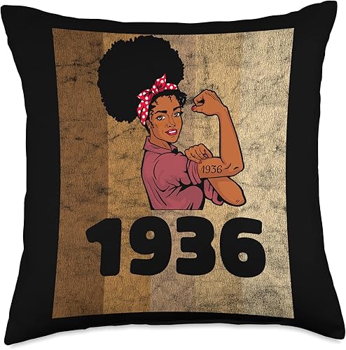 Black Pride Melanin Queen African American Gifts Vintage 1936 Limited Edition 87th Birthday Afro Girls Women Throw Pillow 18x18 Multicolor