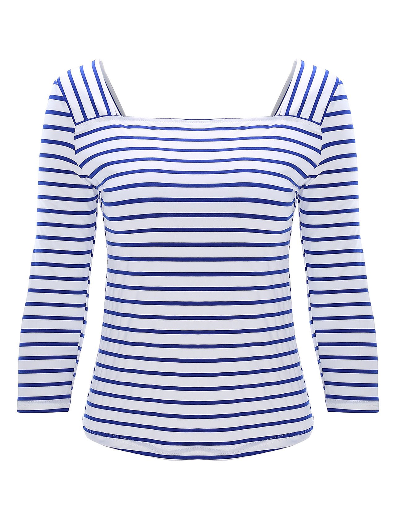 Ayliss Women Blue & White Stripe T-Shirt Summer Cotton Tee Tops Blouse,Blue & White Stripe,XX-Large