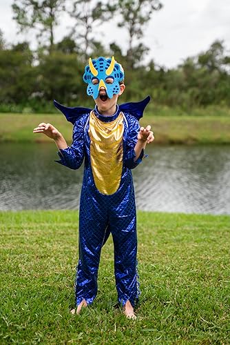 Miniatura 6 de ReliBeauty Disfraz de dragón azul para niños y niñas, disfraz de Halloween