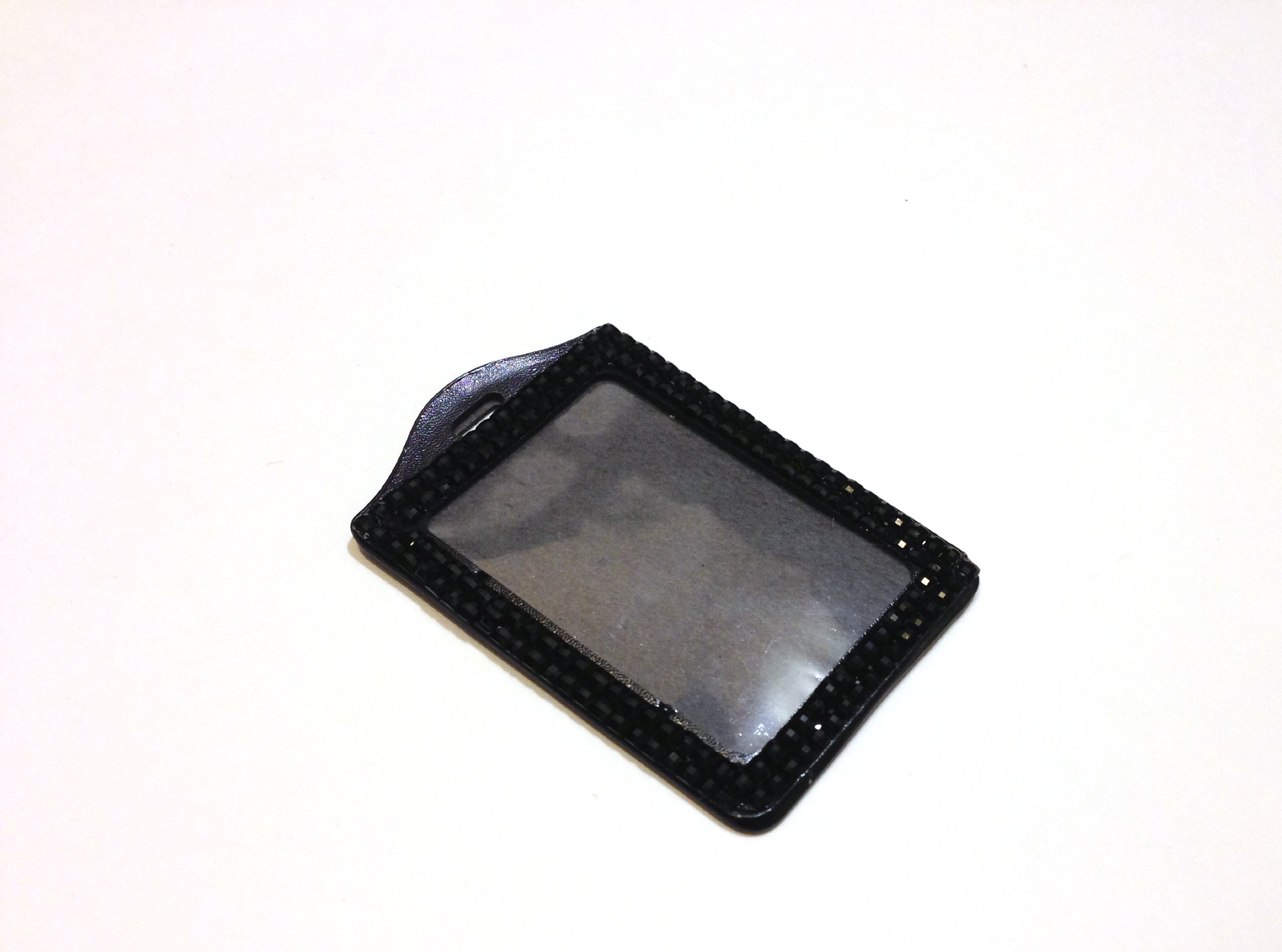 Rhinestone Crystal Bling Vertical ID Badge Holder (Black)