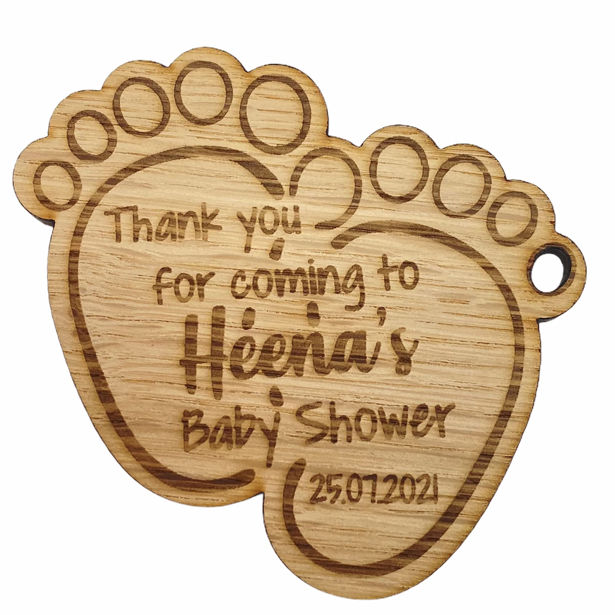 Print Maniacs Personalised Baby Shower Favors Wooden Baby Feet Thank You Decorative Memorabilia Gifts Custom Party Favors (Hanging - with Hole, 30 Pieces)