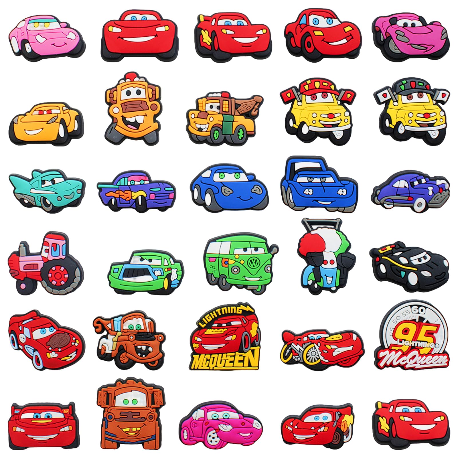 APDDHJCar Croc Charm 30 Pcs Car Shoe Charms for Crocs Cute Durable Water Proof Shoe Decoration PVC Shoe Charms Cartoon Anime Charms Shoe Accessories