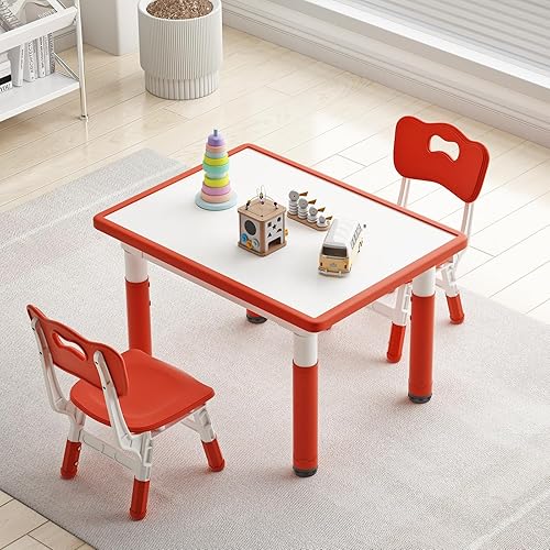 Miniatura 48 de Juego de mesa y 2 sillas para niños, juego de mesa y silla para niños pequeños de altura ajustable, 31.5 pulgadas de largo x 23.6 pulgadas de ancho,