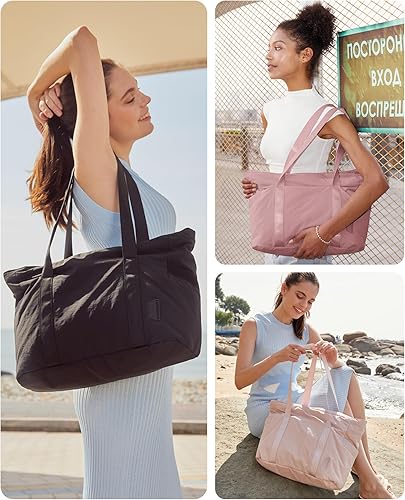 Miniatura 2 de BAGSMART Bolso de mano grande para mujer bolso de hombro con asa superior con hebilla para esterilla de yoga para gimnasio trabajo escuela
