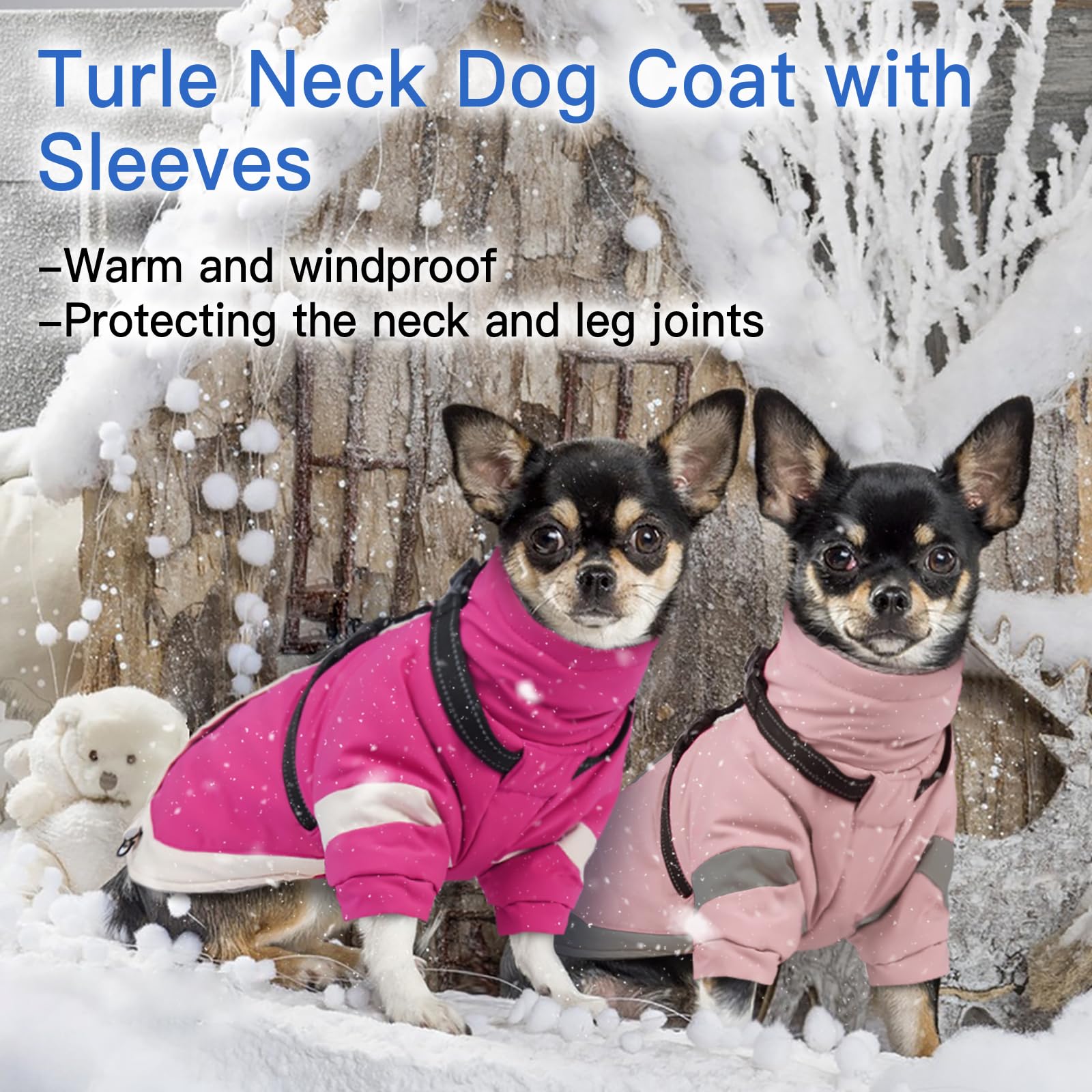 Cappotto per cani con imbracatura riflettente 2 in 1, per passeggiate con cani, cappotto invernale a collo alto antivento per cani di taglia grande, tuta da neve con maniche per proteggere le