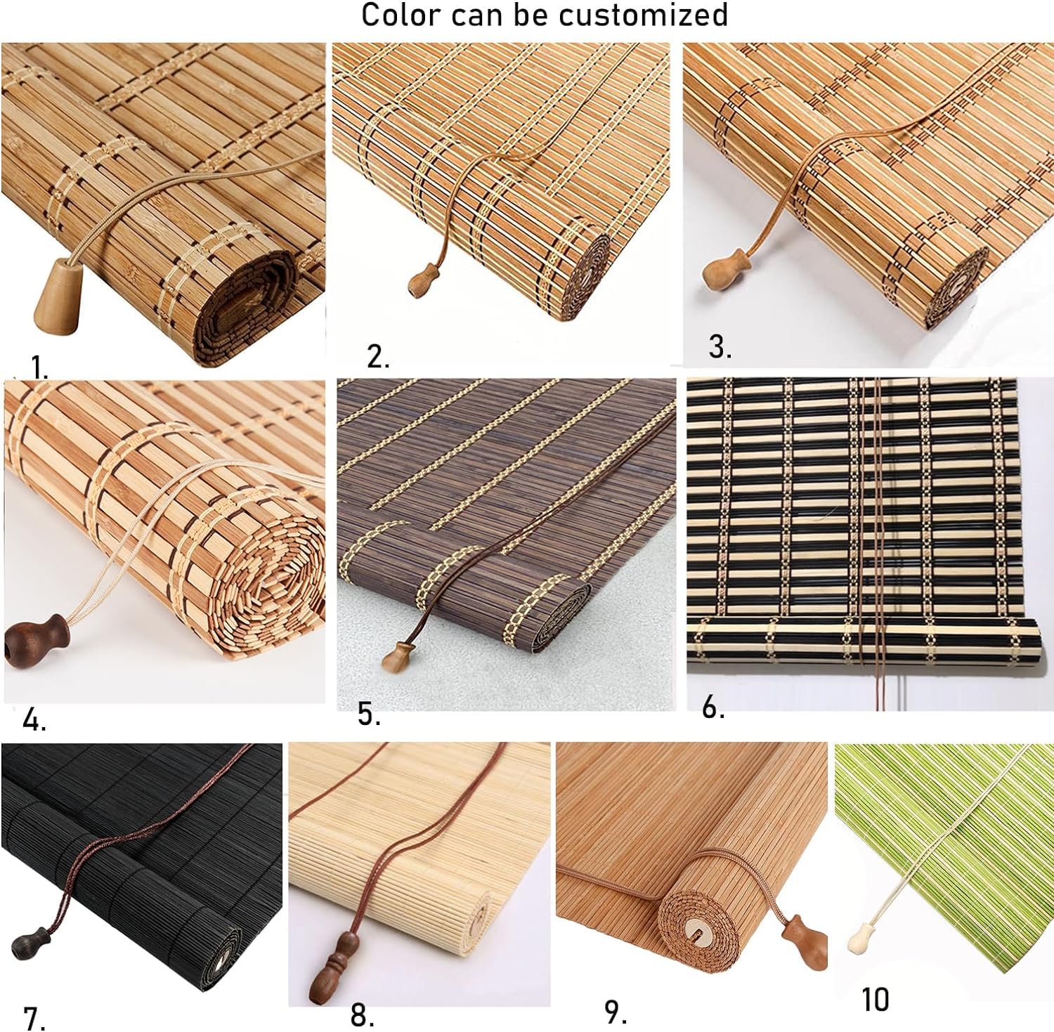 Store Enrouleur Bambou pour Fenêtres et Portes,Stores À Rouleaux Romains Rideau Filtrant la Lumière Protection de la Vie Privée,Vert,Personnalisé,Largeur x Hauteur (80cm x 180cm)
