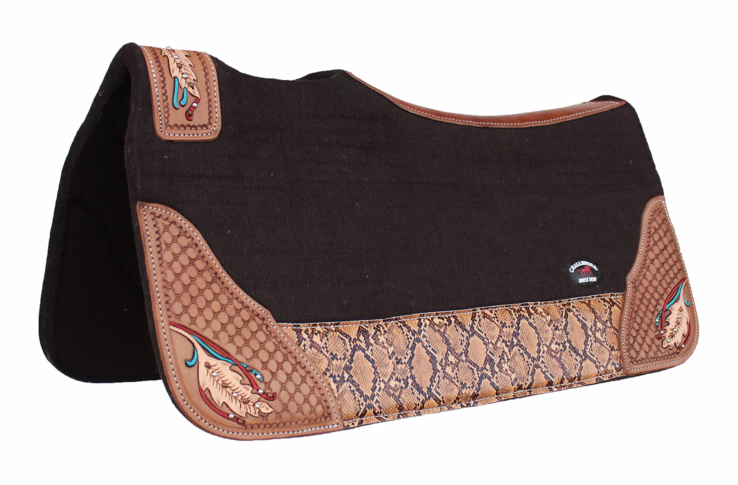 CHALLENGER Horse 39216BR - Sottosella terapeutico in feltro di lana, 81 x 76 cm, colore: Marrone