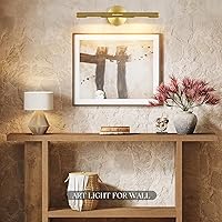 Vista 2 de Luz de cuadro roscada de cableado fijo, luz de cuadro de latón de 24 pulgadas para pared, luces de arte doradas regulables, aplique giratorio