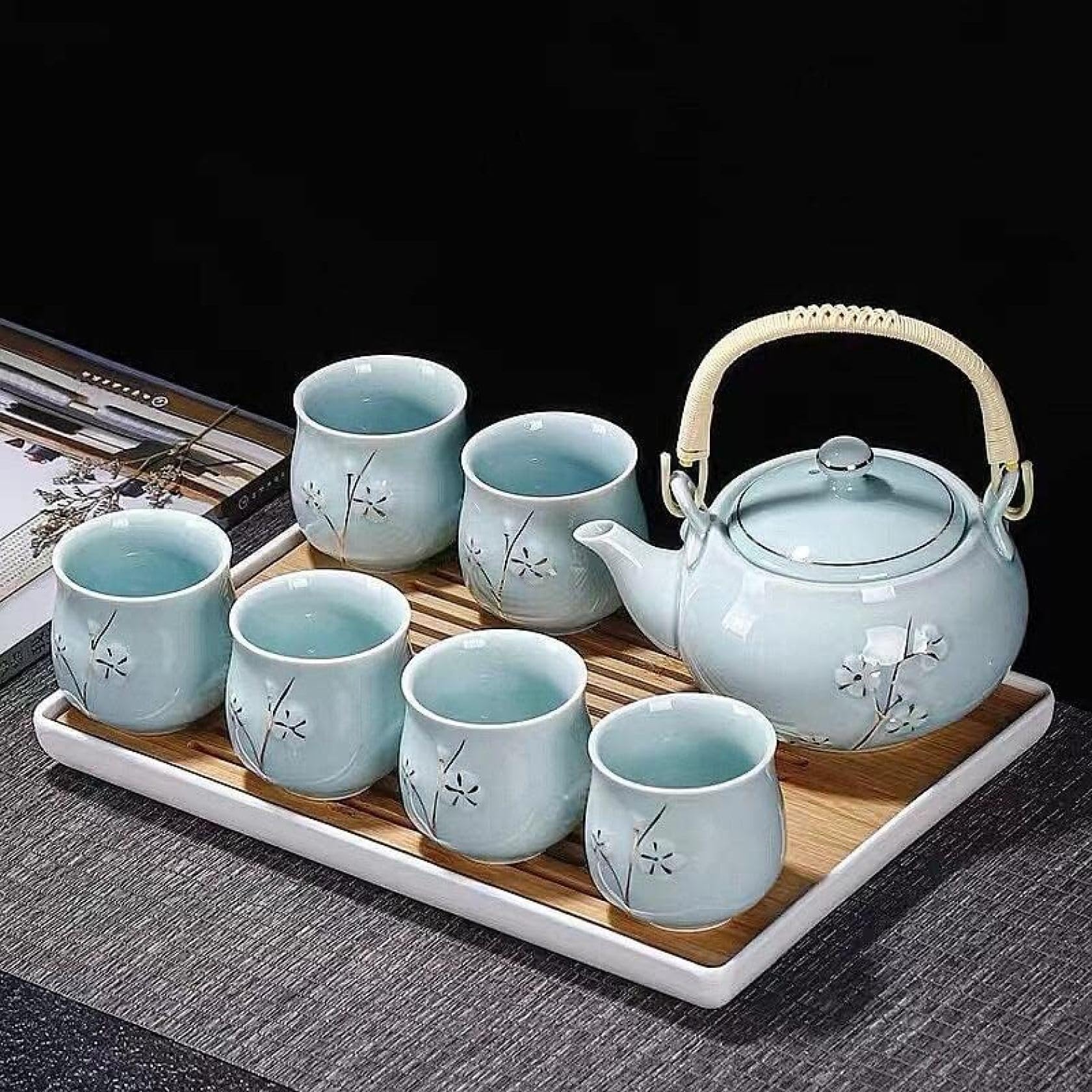 Amazon.co.jp: 茶器セット 陶器 ティーセット 8点セット 和風 急須