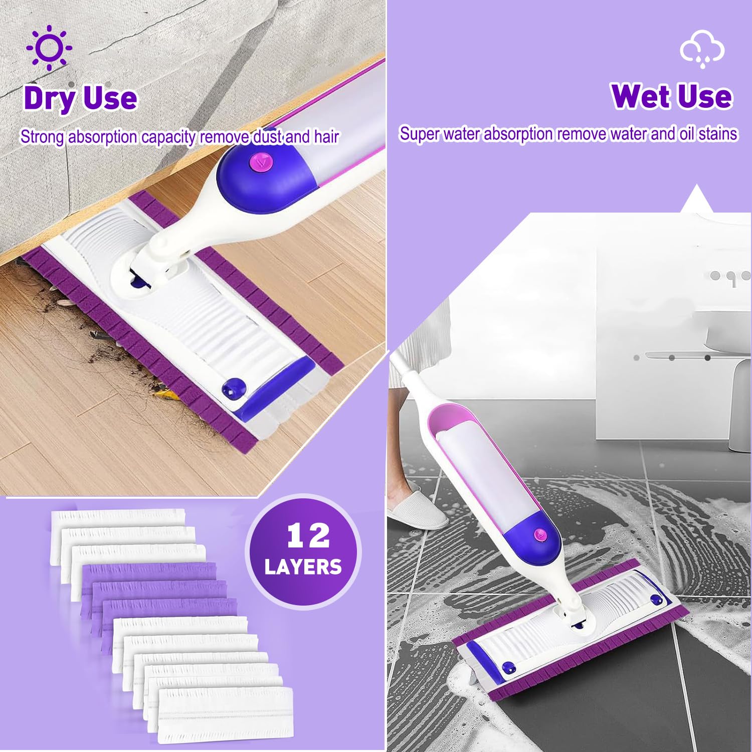 Repuesto para Swiffer PowerMop Multi-Surface Mop, almohadillas desechables Swiffer Power Mop para limpieza de suelos, paquete de 25.