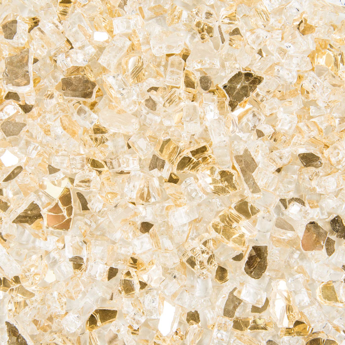 VIVID Heat Vibrant Luster 1/2" Elegant Gold Medium - (10 Pound Bag) Reflective Style Fire Glass for Fireplace and Fire Pit-image-12