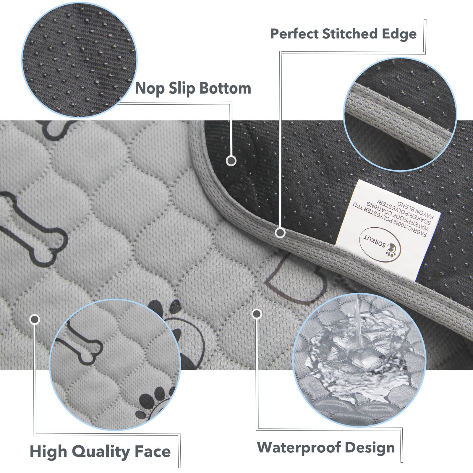 Paquete de 3 almohadillas reutilizables de 18 x 24 pulgadas para cachorros, súper absorbentes, lavables, para entrenamiento de perros, a prueba de fugas, almohadillas de entrenamiento impermeables