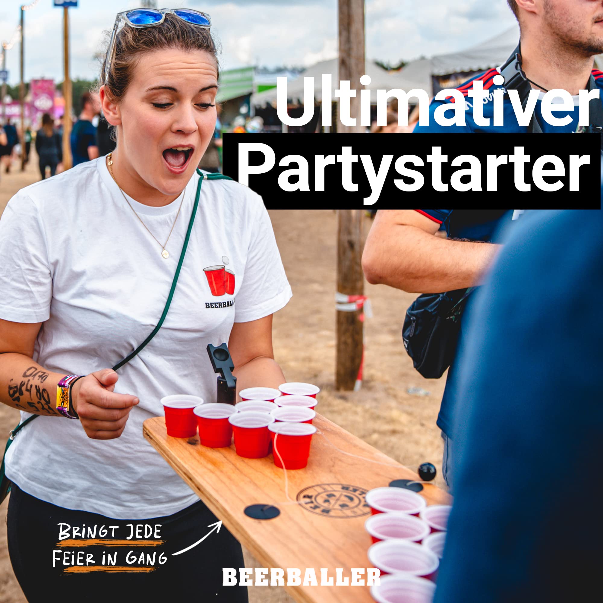 BeerBaller® Shot Pong - Bierpong als Shot Version | TRINKSPIEL NEUHEIT 2022 | Inkl Ersatzteile | 24 Shot Beer Pong Becher | Party Gadgets | Trinkspiele für Erwachsene | Saufspiele Partyspiele ab 18
