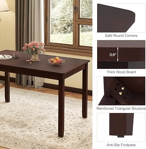 Miniatura 6 de Giantex Mesa de comedor para 4 personas, mesa de cocina de 48 x 29 pulgadas con patas de madera, mesa de comedor rectangular para espacios pequeños,