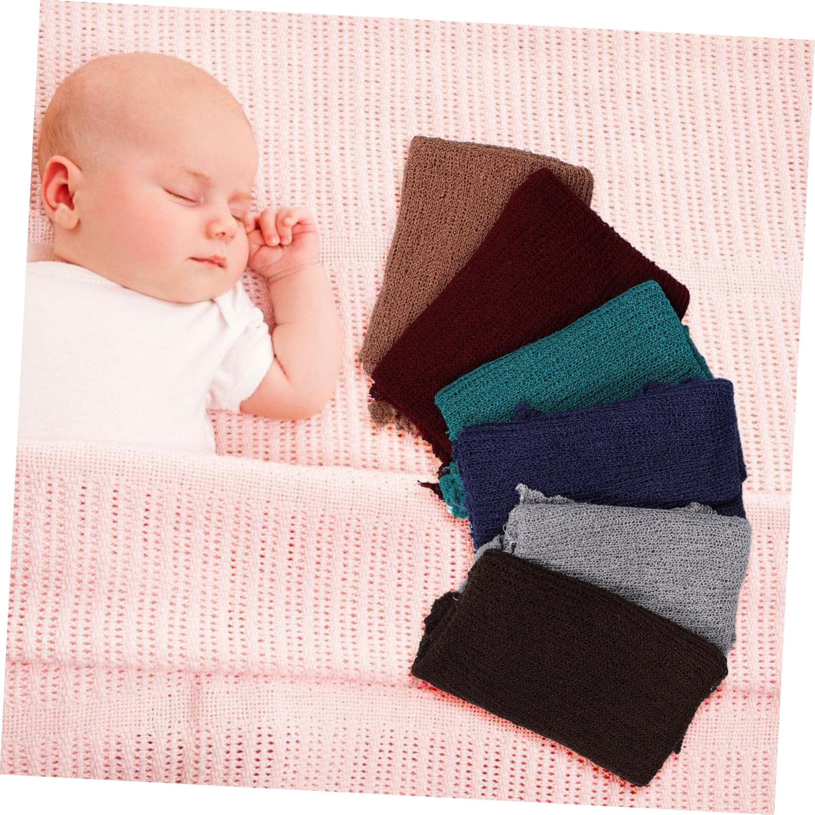UPKOCH Manta para Envolver a Recién Nacidos Elástica 6 Piezas | Acrílico Suave, para Sesiones de Fotos y Guardería, Bebés Niños y Niñas