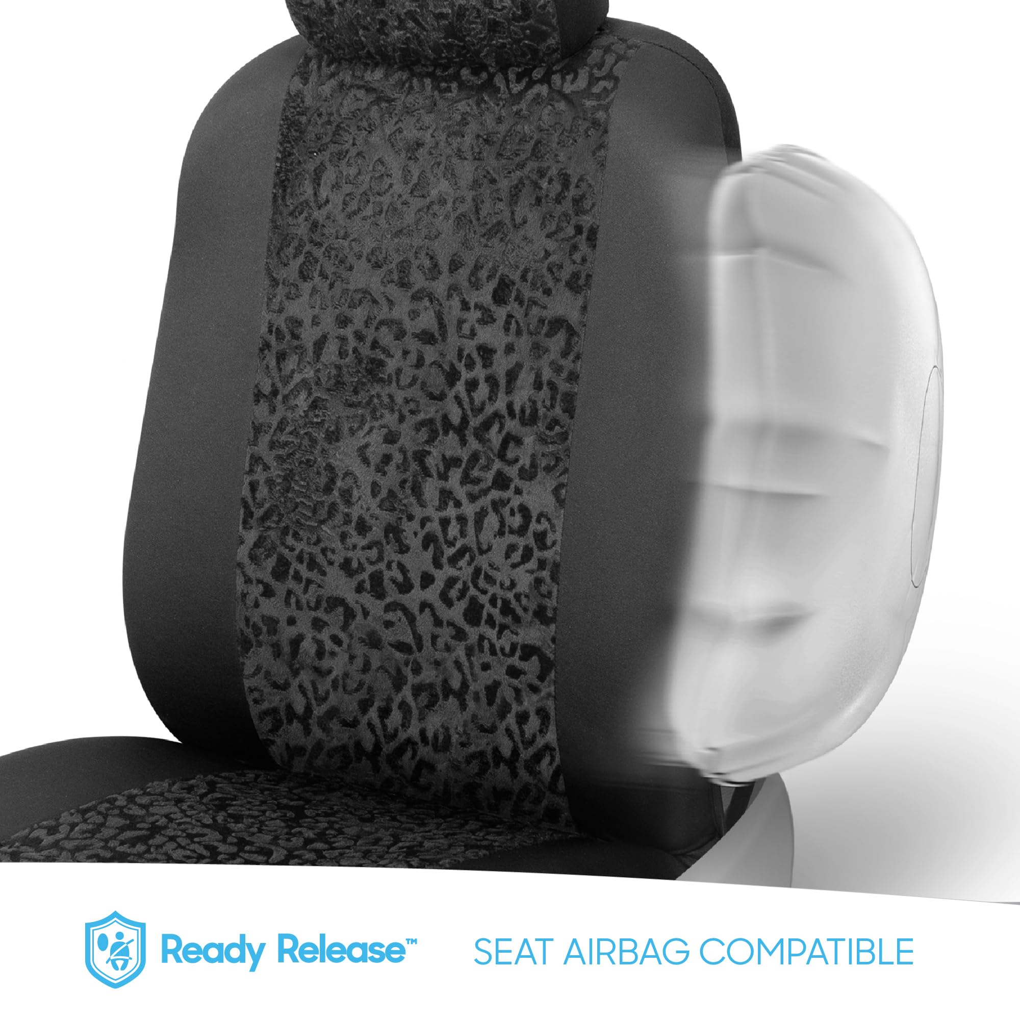 BDK Black Leopard Car Seat Covers for Front Seats Animal Print Front Seat Cover Set with Matching Headrest — view 6