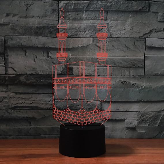 Islamic Architecture 3D Night Light Children's Bedside Lamp 16 Colours Change with Remote Control for Child