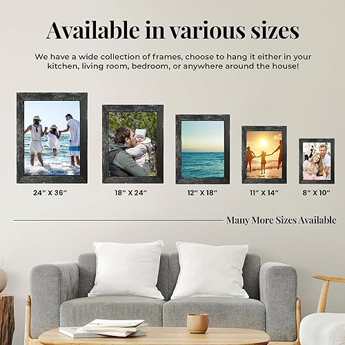 Miniatura 3 de BarnwoodUSA - Marco de fotos rústicas de 3.81 cm.  1 12 pulgadas de ancho, 100% madera reciclada, color gris, Madera, negro (Smoky Black), 16x20