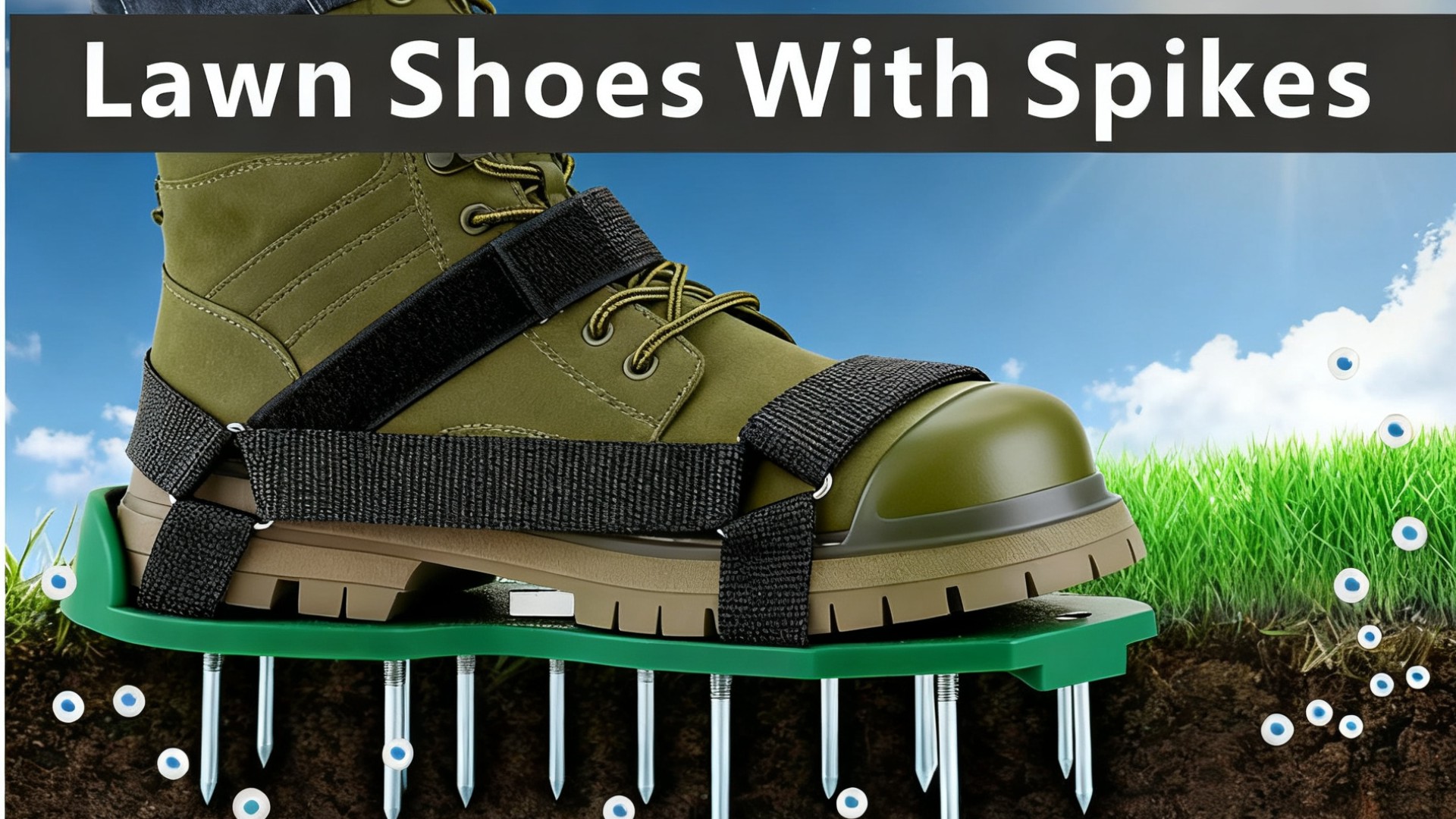 Zapatos con púas para aireación de césped y jardín miniatura 7