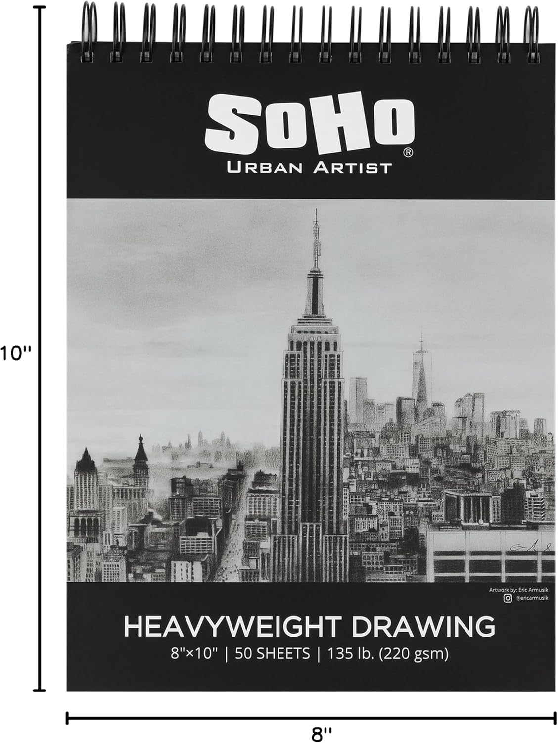 SoHo Urban Artist Hardcover Drawing Pad 8x10-135 lb. (220gsm), 50 Sheets, Drawing Paper Pads for Artists, Travel, Illustrations, & More