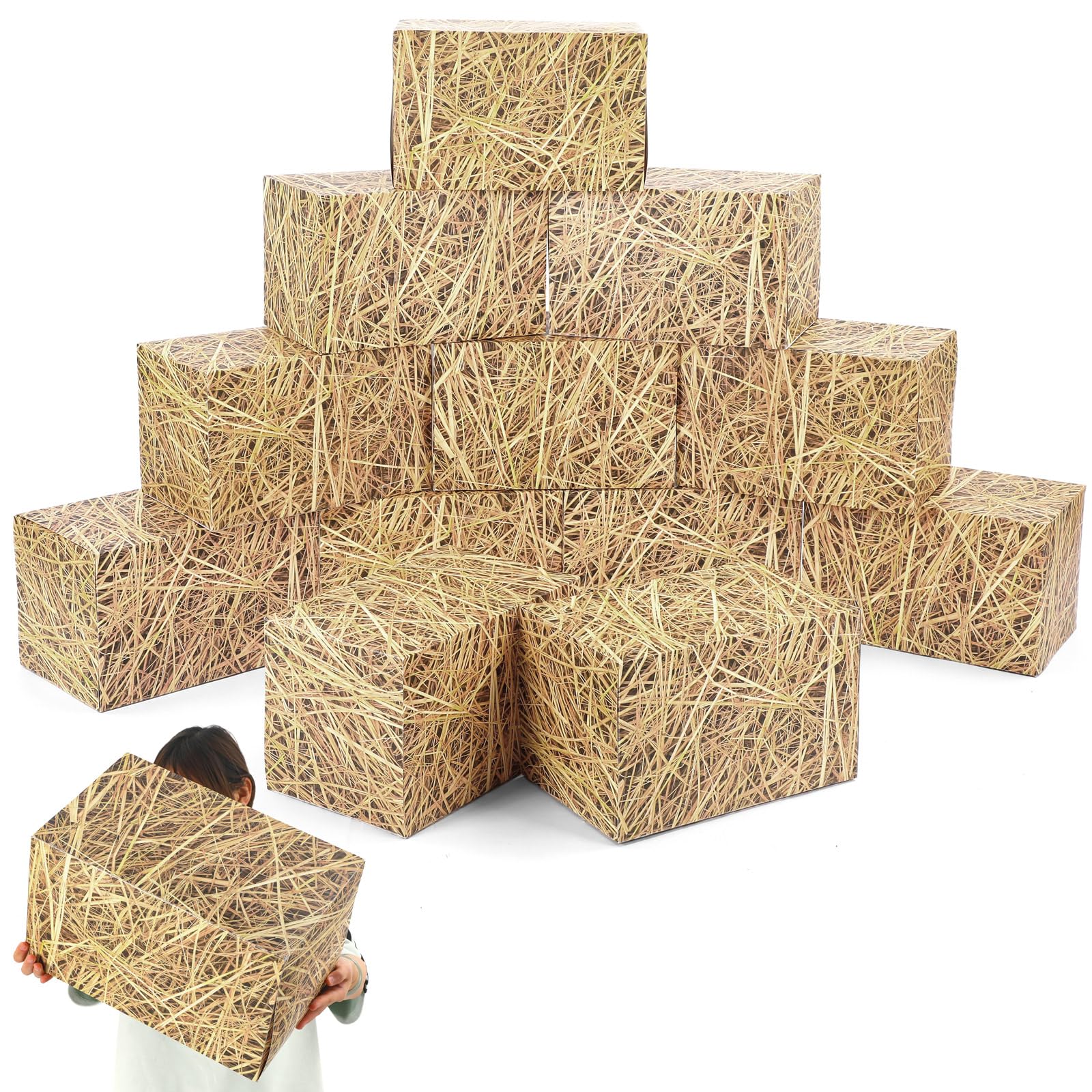 Boîtes en papier balles de foin AmazingSpark pour fête cowboy et décor ferme