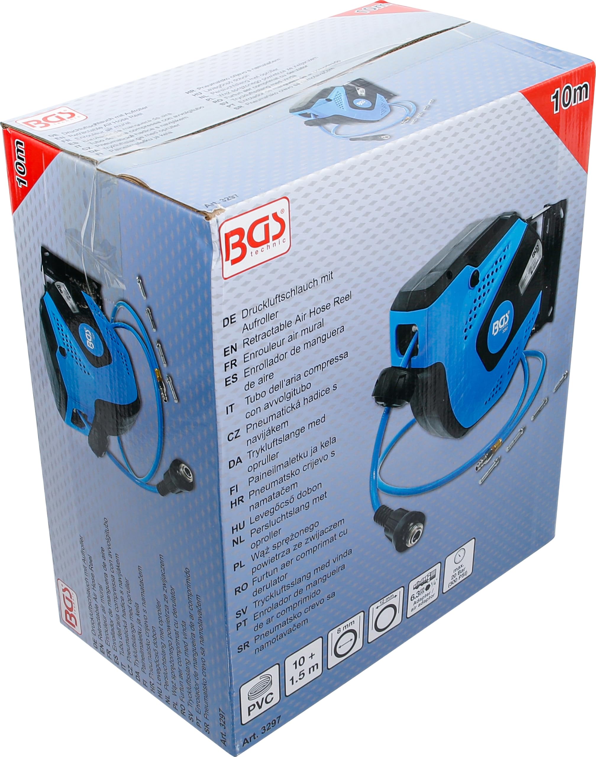 BGS 3297 Tubo dell'aria compressa con avvolgitubo automatico 10 m