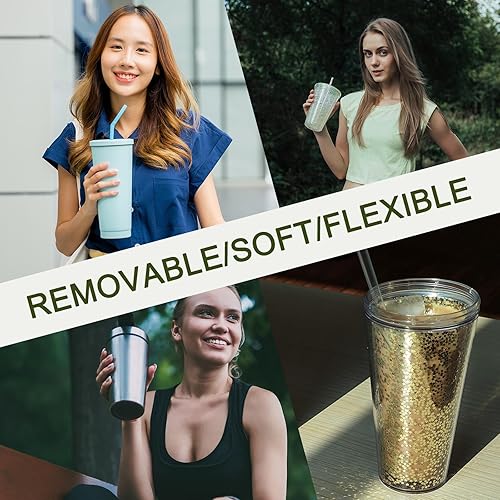 Miniatura 7 de uxcell 12 tapas de pajita, cubierta de silicona verde para pajitas de 0.315-0.394 in de diámetro exterior, puntas de popote reutilizables a prueba