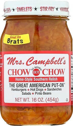 Mrs Campbells All Natural Hot Southern Chow Chow Relish tarro de vidrio de 16 onzas