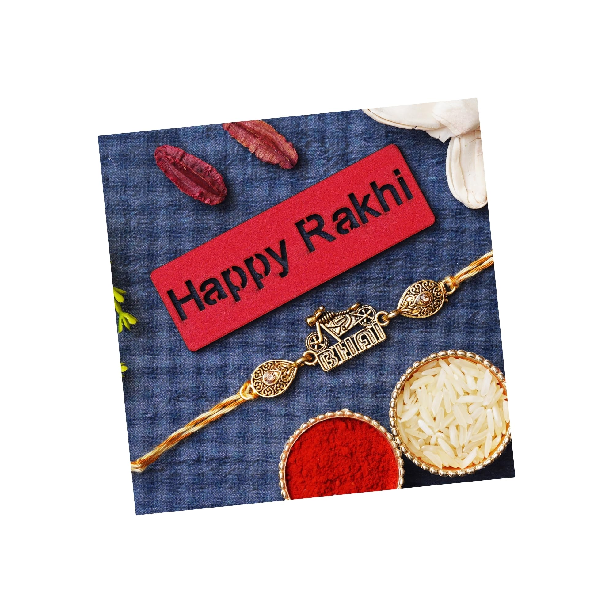 eCraftIndia Bike with Bhai Word Designer Rakhi, Happy Rakhi Wooden Cutout and Roli Chawal Pack - Rakhi for Brother, Bhaiya, Bhai (B0D1CDMGBJ) Amazon Price History, Amazon Price Tracker