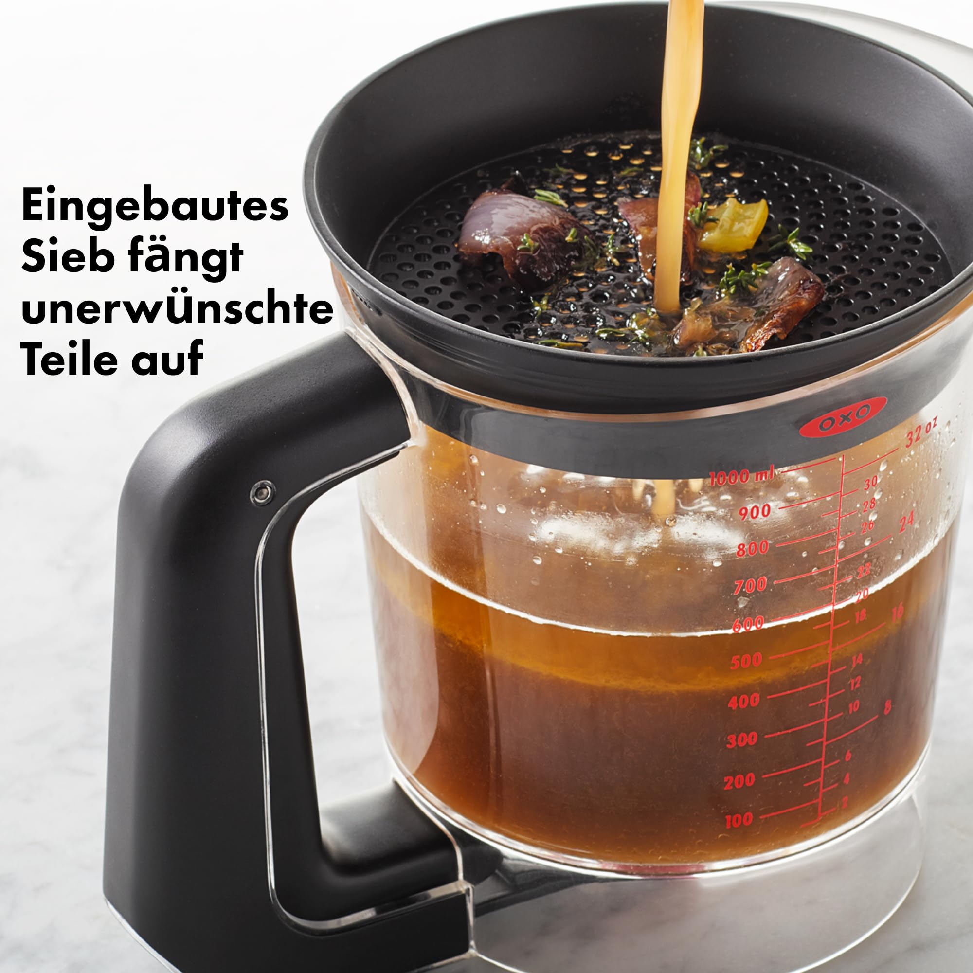 OXO Good Grips Fett-Trennkanne für Bratensaft 1 L, Kunststoff, Transparent | ür Bratensaft und mehr