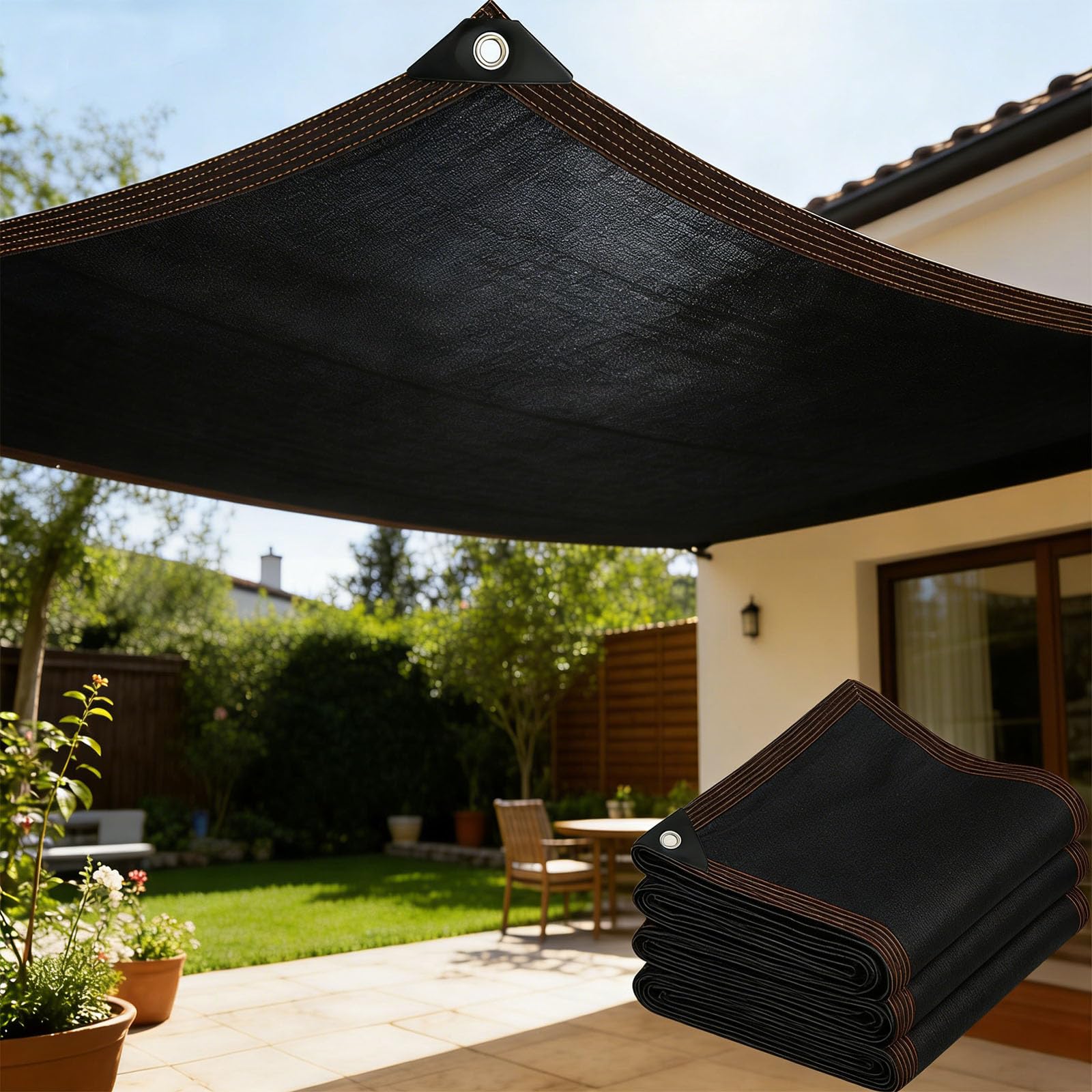Filet d'ombrage 6,8x7,2 m perméable avec oeillets pour jardin et serre