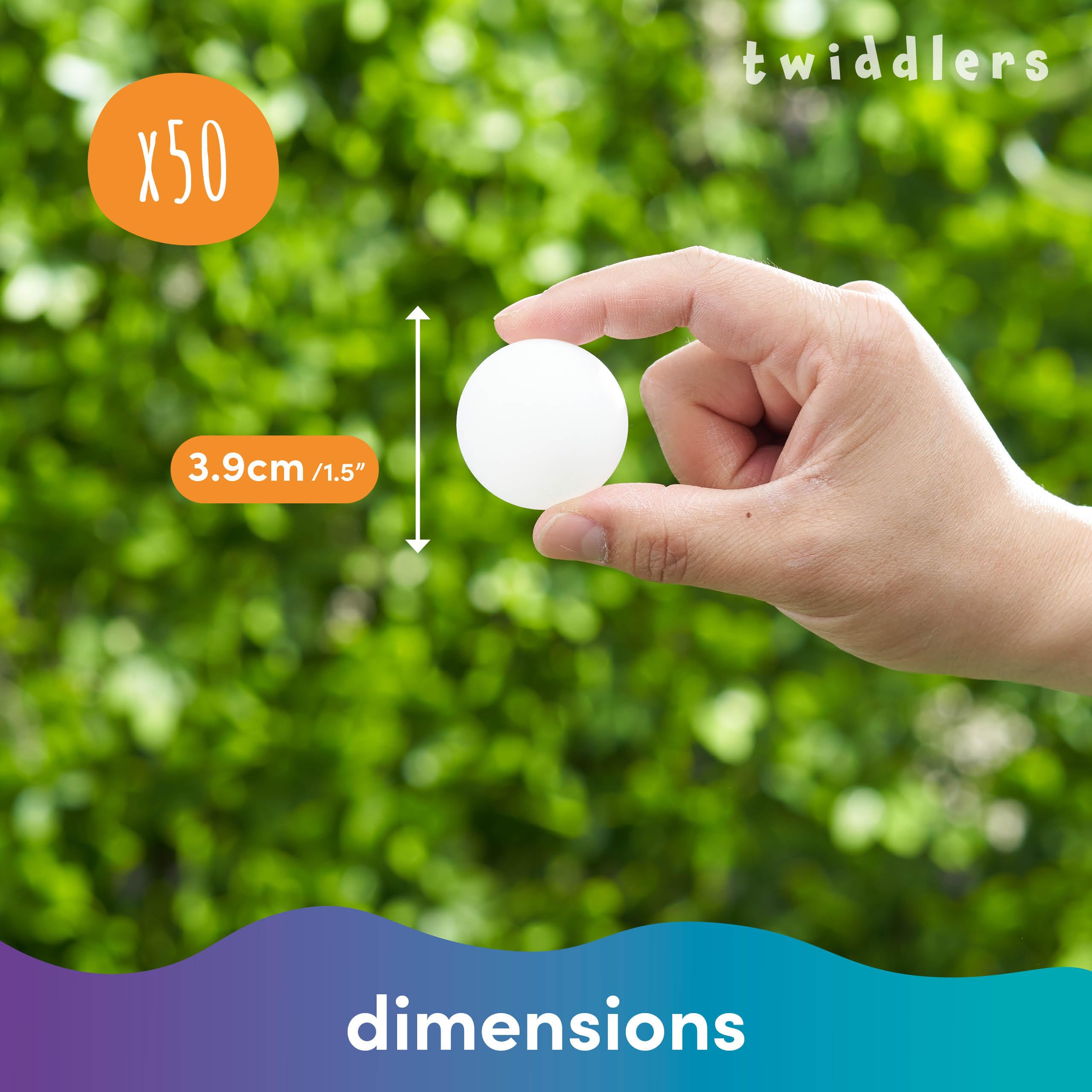 THE TWIDDLERS - 50 Pelotas de Tenis de Mesa Ping Pong - Pelotas Ideales para el Juego de la Cerveza Pong, Manualidades, Fiestas Juegos de Navidad