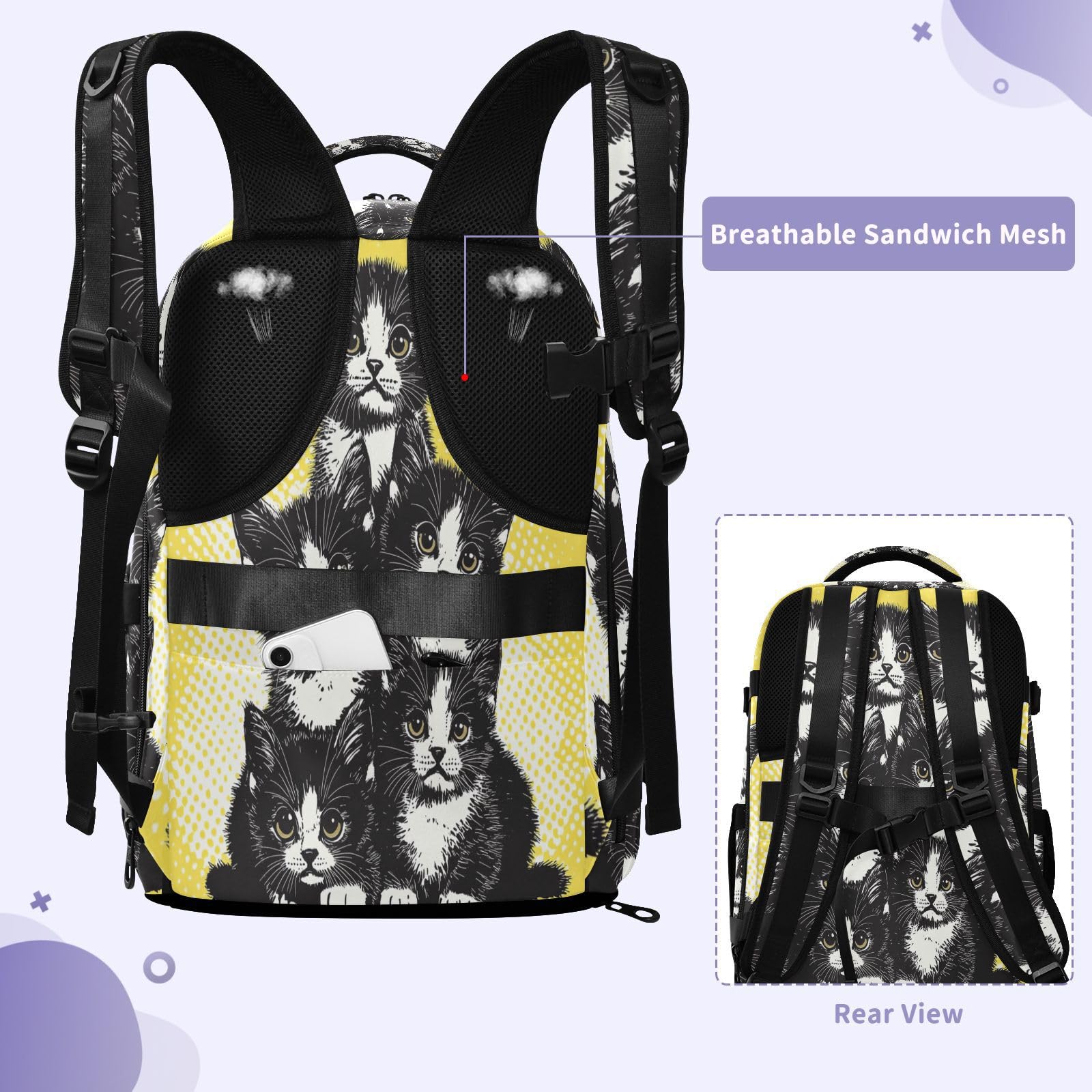 Plecak Torebka 15,6 Torba na laptopa do samolotów 20L | Lekka torba biurowa graffiti anime kot torba na laptopa 16 cali do szkoły mochila de viaje para mujer 20 l