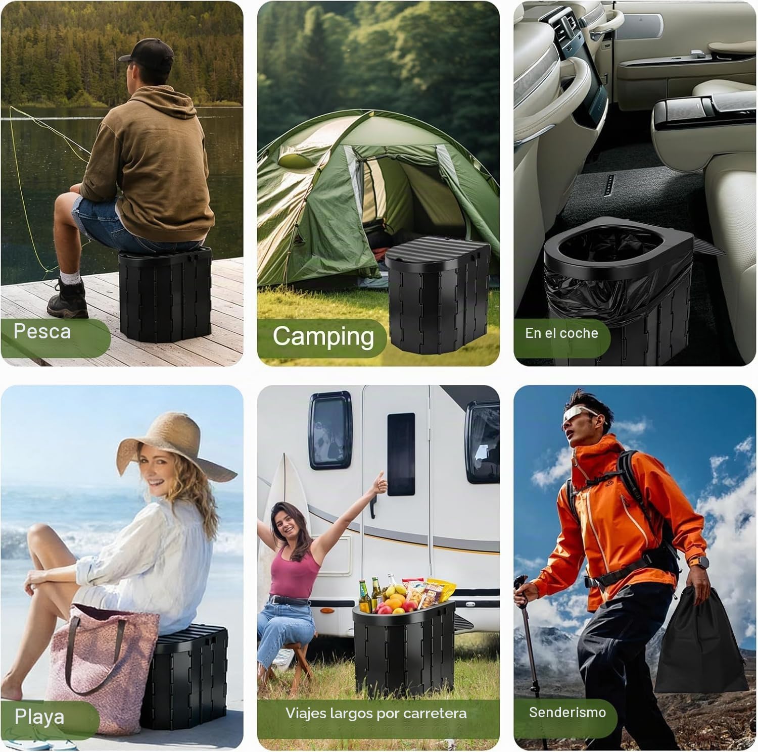 Asiento de inodoro plegable portátil para camping