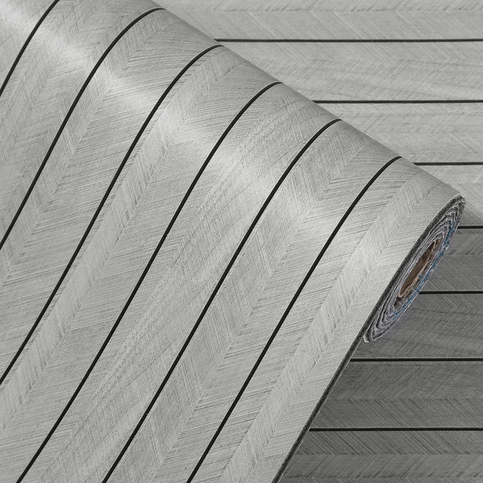 Anttyscar 8Roll Grey Peel and Stick Wall Panels 3D Self Adhesive Wall Panels Wood Slat Panelling Effect Insulating Wallpaper for Living Room Bedroom Hallway, 3mm Thick Sound Insulation, 300x40CM