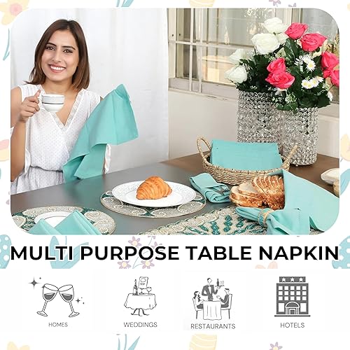 Miniatura 5 de Servilletas de tela para uso diario, 100% algodón, 18 x 18 pulgadas, color aguamarina, servilletas de boda, servilletas de cóctel, servilletas de