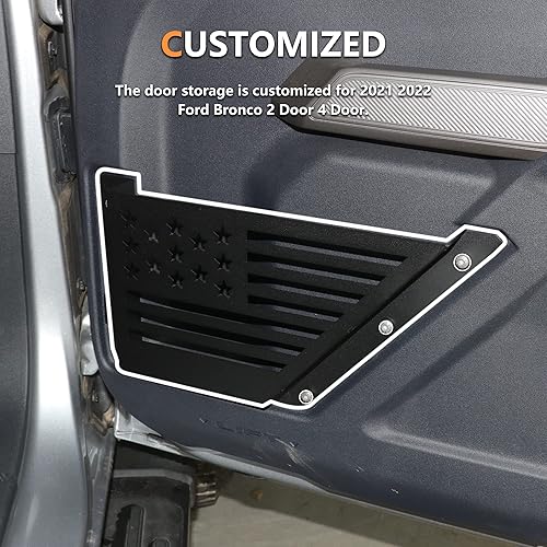 Miniatura 6 de RERPRO Bolsillos de almacenamiento para puerta delantera para Ford Bronco 2021 2022 2023 2024 24 accesorios de puerta lateral, caja organizadora de