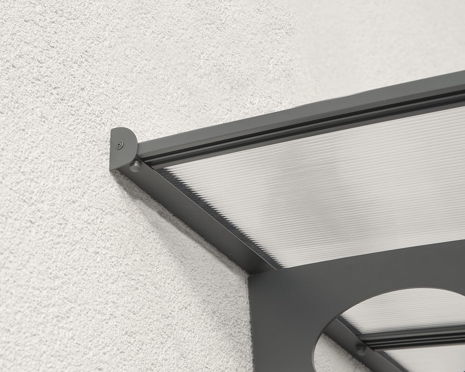 Palram-Canopia Herald 6690 22x4.5 Door Awning for Door Entrance, High-End Polycarbonate Window Awning with Solar Mist Panels, UV Protection, Modern White Metal Frame, Weather Resistant Overhang